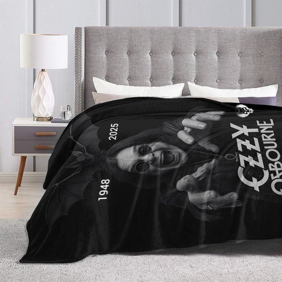 Ozzy Osbourne Rock Band Decke aus Flanell in Schwarz, weiche Fleece-Überwurfdecke für Frühling und Herbst, B/B: 100 x 150 cm - Bild 3