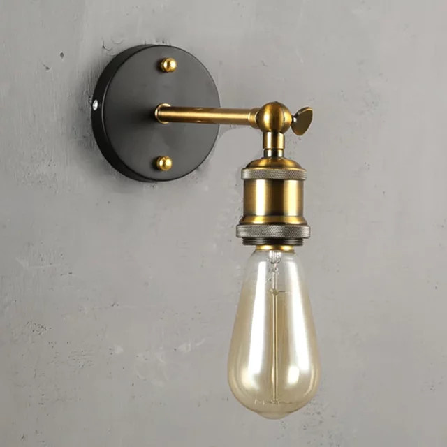 ONEYLTT Wandleuchte im Industriestil aus Metall in Gold/Messing mit transparentem Glasschirm und E27-Fassung - Bild 1