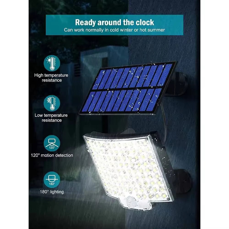 ZHIYU Solar-Bewegungsleuchte mit 106 LEDs und separatem Solarpanel, wasserdichter LED-Flutlicht für Garten und Garage, Weiß - Bild 4
