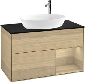 V&B Waschtischunterschrank Finion 100 in Eiche Beige mit offener Ablage - Bild 1