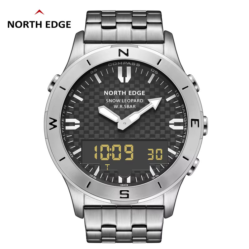 NORTH EDGE Digitaluhr, Edelstahl, Weiß, 5 ATM, Unisex - Bild 2