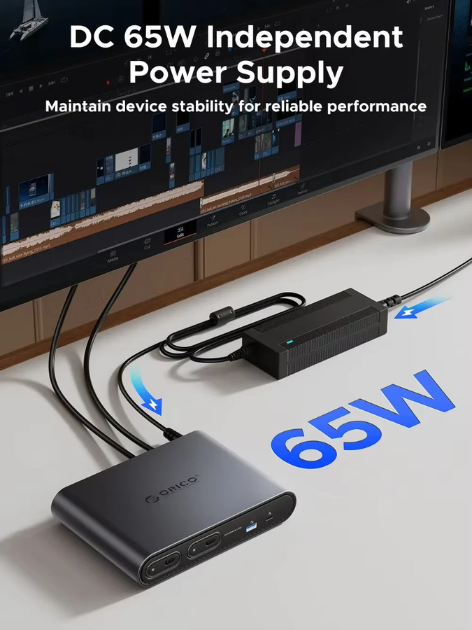 ORICO 11-in-1 USB-C Dockingstation mit M.2 NVMe SSD-Gehäuse, 10 Gbit/s, 4K60 Hz HDMI und dreifachem Display, Grau - Bild 4