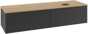 V&B Waschtischunterschrank Antao mit Frontstruktur in Eiche Honigbraun lackiert, B: 160 cm, T: 50 cm - Bild 1