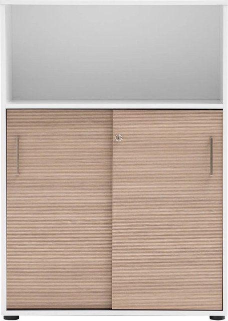 Schildmeyer Highboard Metz mit Schiebetüren in Mattweiß, B: 113,4 cm, H: 80,1 cm, T: 38,2 cm - Bild 1
