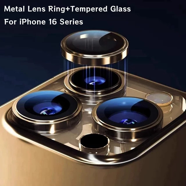 Apple Kamera Ring Schutz aus Metall für iPhone 16, 15 Pro Max, 16 Plus und 16 Pro in Braun, 2-3 Stück - Bild 1
