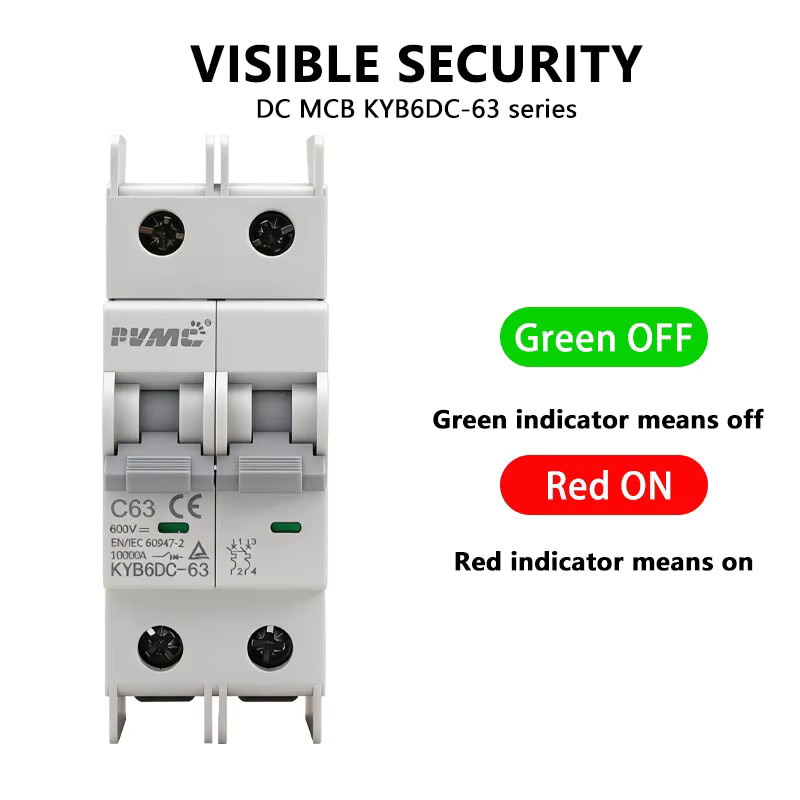 PV DC Mini-Leistungsschalter Set für Solar-Combiner-Box, 2x 2P 63A DC600V und 4P 63A DC1200V, 10kA Abschaltleistung, Farbe: Weiß - Bild 2