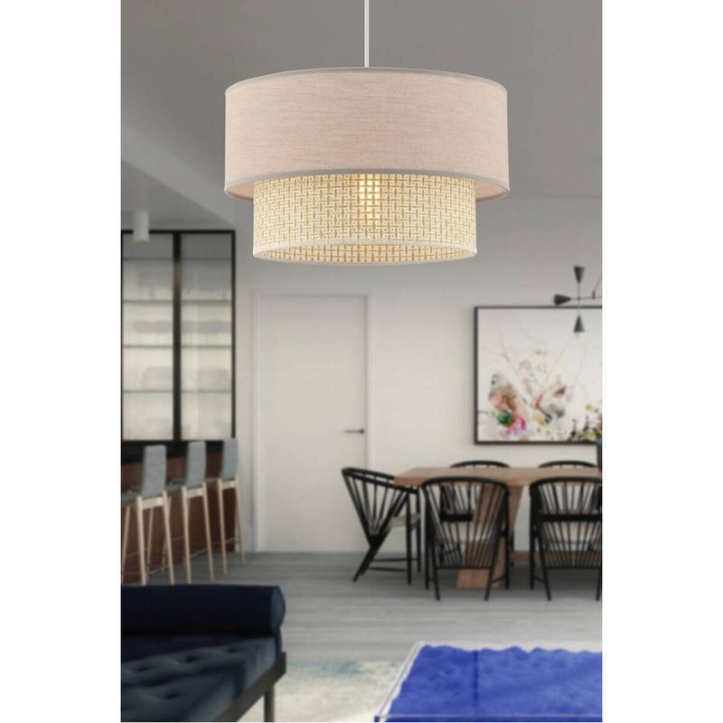 Opviq Pendelleuchte Echo in Beige Creme aus Baumwolle mit E27 Fassung, B/H/T: 30 x 65 x 30 cm - Bild 2