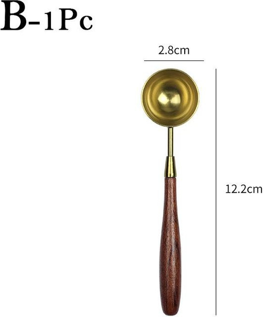 Siegelwachslöffel mit Holzgriff in Gold von Yiran Furniture aus Metall und Holz - Bild 1
