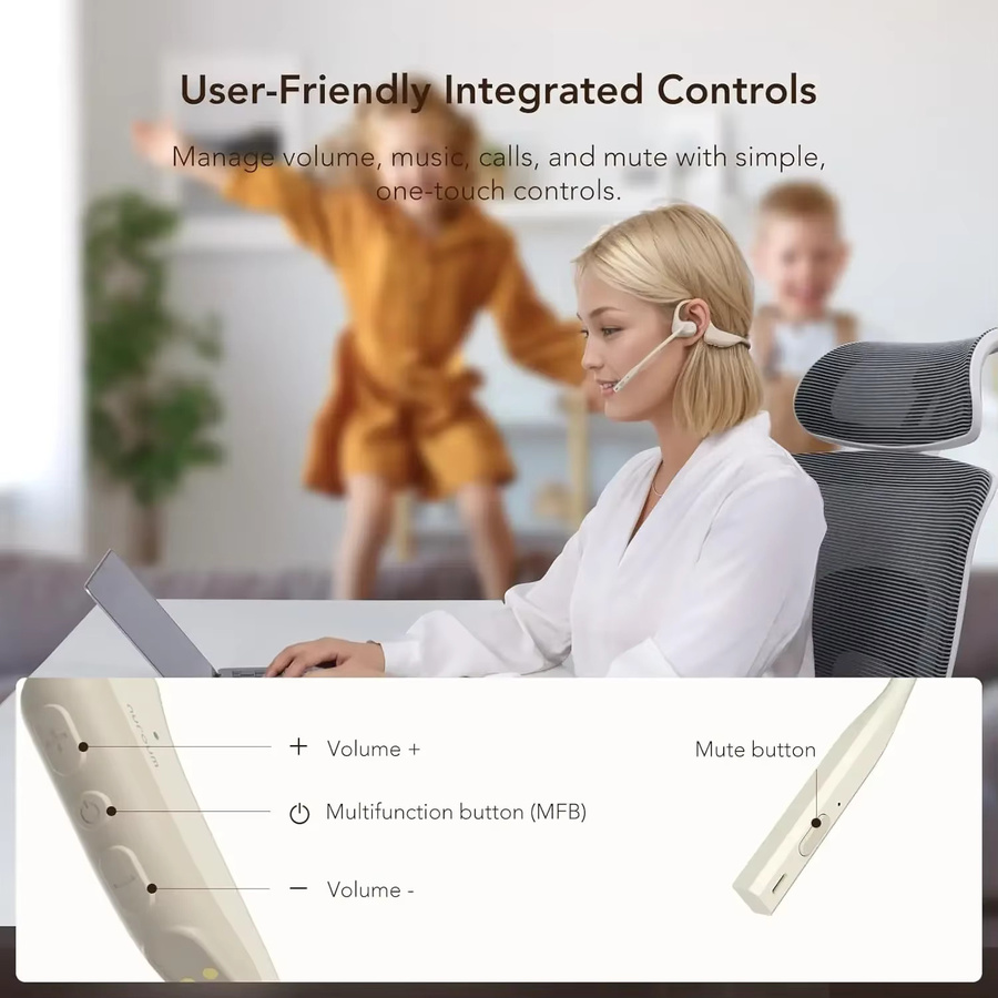 Nuroum Open-Ear Bluetooth 5.3 Kopfhörer mit Geräuschunterdrückungsmikrofon für Büro und Callcenter - Bild 2
