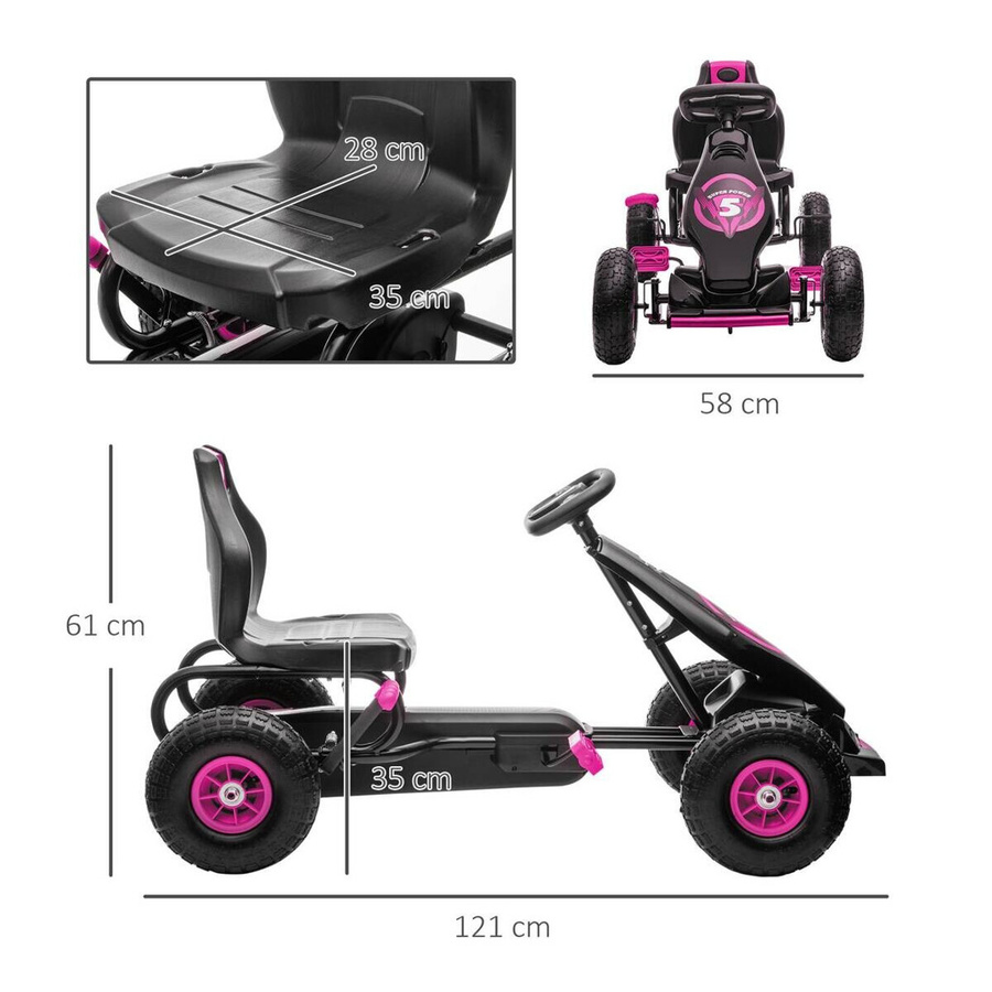 HOMCOM Gokart, Kinderfahrzeug, Rosa / Pink, ab 5 Jahre - Bild 4