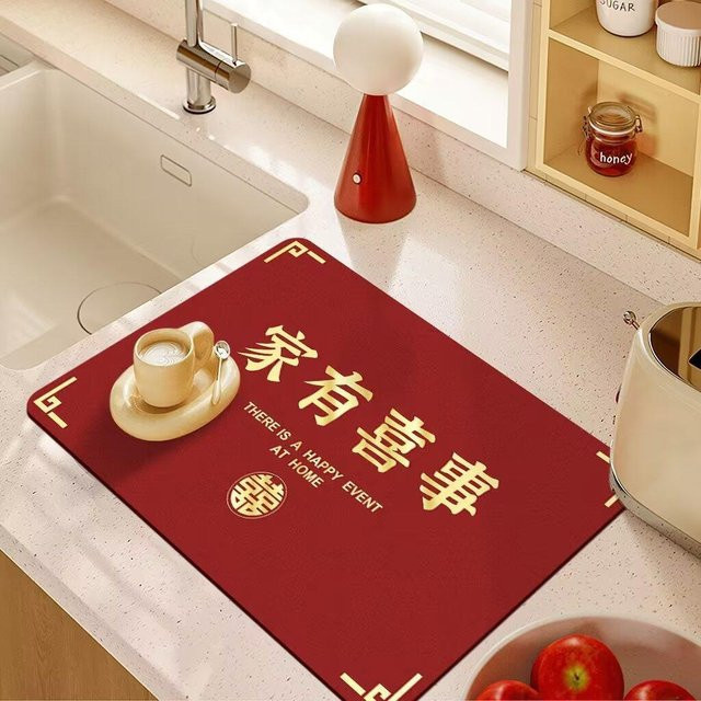 Saugfähige Abtropfmatte für die Küchenarbeitsplatte in Rot, B/B: 50 x 40 cm - Bild 1