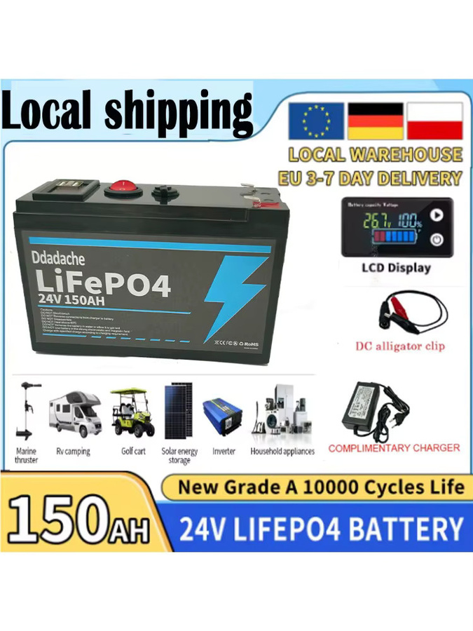 24V 150Ah Lithium LiFePO4 Batterie mit USB-Anschluss in Schwarz für Solar, Marine und Camping - Bild 7