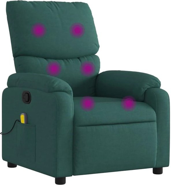 vidaXL Relaxsessel Massagefunktion in Dunkelgrün mit Stoffbezug und Armlehnen - Bild 1
