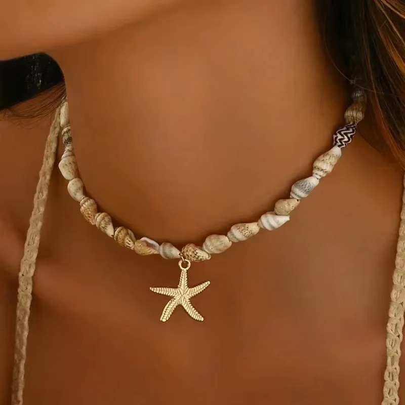 MOONBIFFY Halskette, Perle, Seestern-Anhänger, Gold, Damen - Bild 1