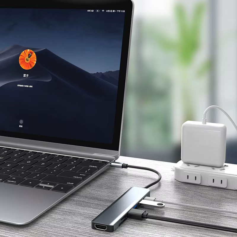 USB C Docking Station 4K 30Hz Typ C Hub mit RJ45 Ethernet und USB 3.0 in Silber für Macbook Air M1 und iPad Pro - Bild 6