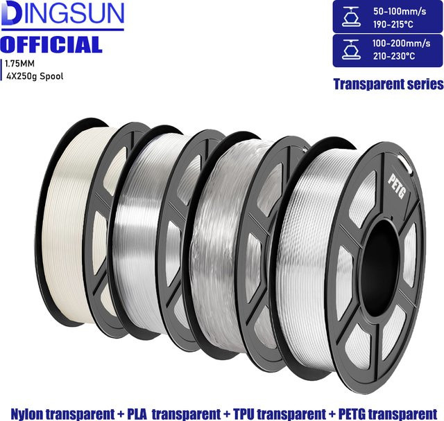 Transparentes 3D-Filament für FDM-Drucker, 1,75 mm Durchmesser für Hochgeschwindigkeitsdruck und kreative DIY-Projekte - Bild 1