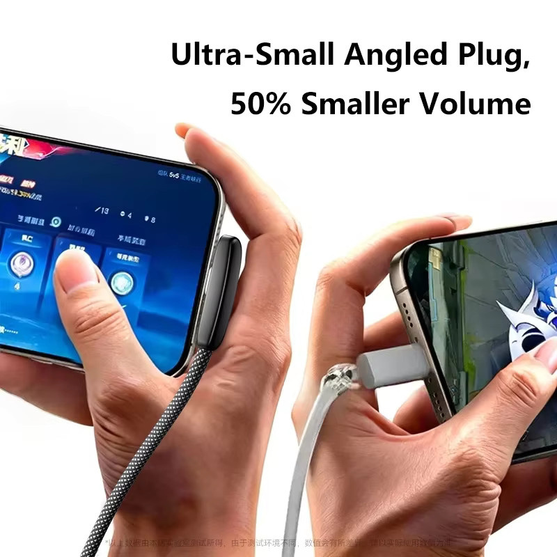 100W USB-C Schnellladekabel mit 90 Grad Winkel und 10A für Samsung und MI, Typ-C Datenkabel in Schwarz oder Weiß - Bild 4
