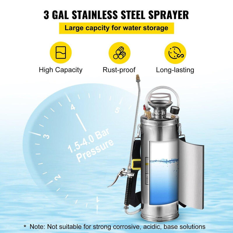 Buying Solutions MB Drucksprühgerät aus Edelstahl in Silber mit 10 l Volumen, verstellbare Düse und verstellbarer Schultergurt - Bild 7