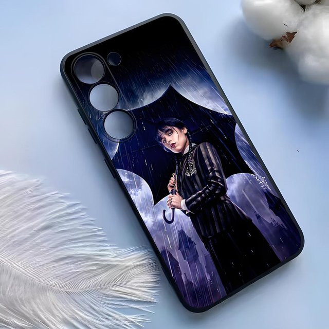 Wednesday Addams Family Silikonhülle für Samsung Galaxy S25 Ultra S24 S23 S22 S21 S20 Plus und Galaxy A54 A53 A34 A25 in Schwarz - Bild 1