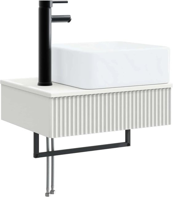 vidaXL Wandmontiertes Waschbecken in Weiß, Modernes Design aus MDF und Kunststoff, B/T/H: 50 x 41 x 39 cm - Bild 1