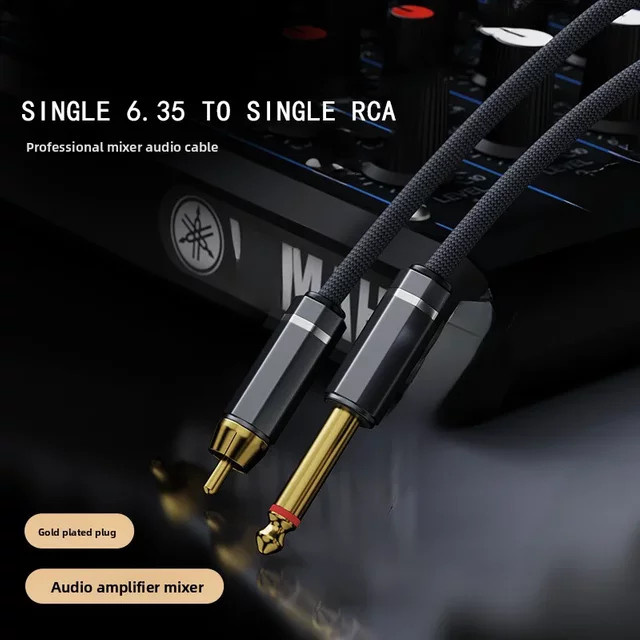 RCA auf 6,35 mm Audiokabel in Grau für Mixer und Audiogeräte - Bild 1