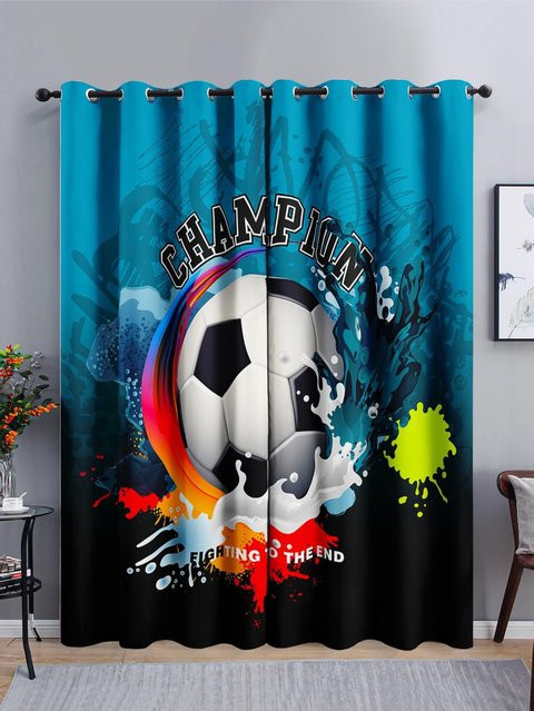 2er-Set Fußball Graffiti Verdunkelungsvorhänge aus Polyester für Kinderzimmer, B: 50 cm, H: 130 cm, inklusive Haken - Bild 1
