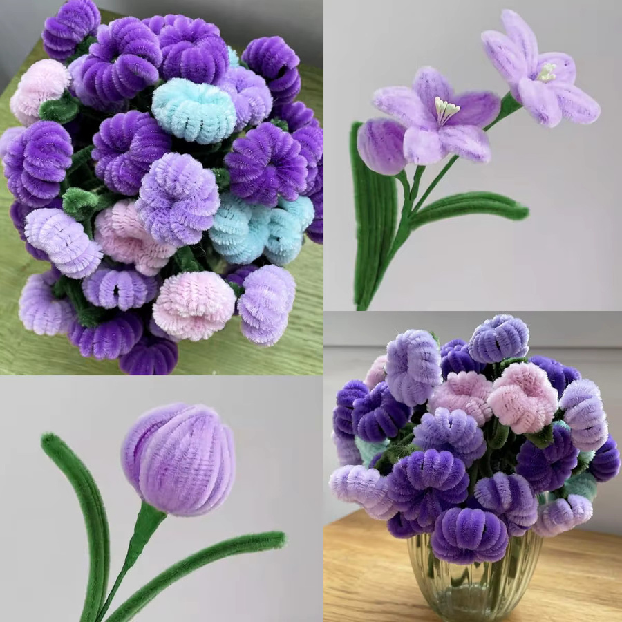 400 Stück Pfeifenreiniger Set in 3 Farben für Bastelarbeiten und DIY-Blumenherstellung mit Multicolour-Effekt - Bild 6