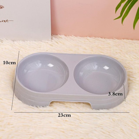 Rutschfester Doppelnapf von Yiran Furniture in Grau mit Cartoon-Katzengesichtsform aus umweltfreundlichem PP-Material für Katzen und Welpen