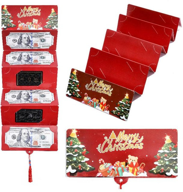 Weihnachts-Geldhalter aus Papier mit 6 Fächern in Pink für Bargeld und Überraschungskarten - Bild 1