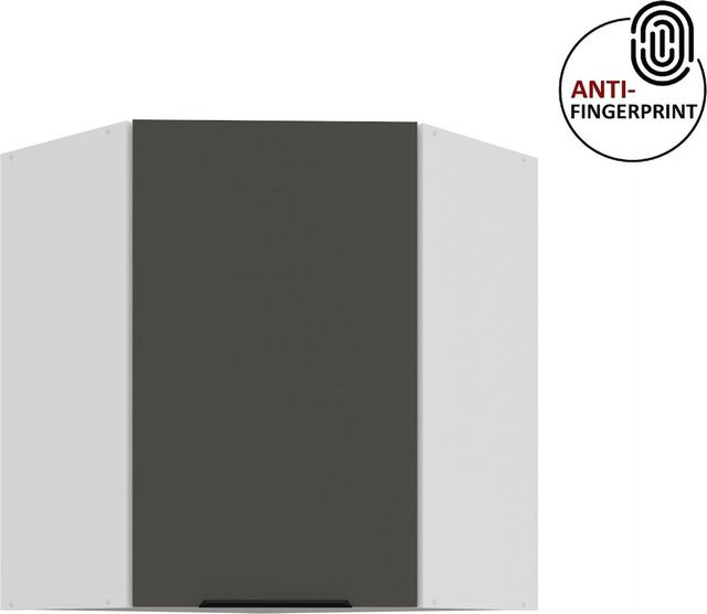 Küchen Eckschrank ARIA in Graphite Grau ultra matt mit Anti Fingerprint Effekt Breite: 60 cm, Tiefe: 60 cm, Höhe: 72 cm - Bild 1