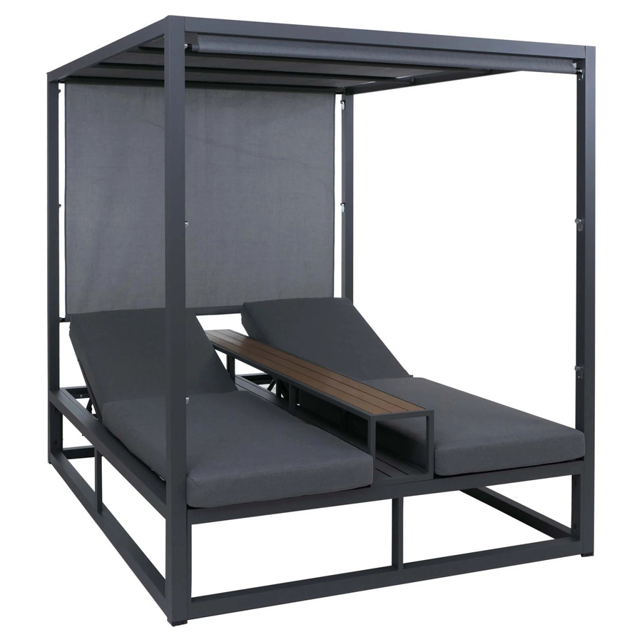 MCW Alu Lounge-Gartenliege P81 Daybed in Bali-Design, Dunkelgrau mit grauem Polster, B/T/H: 196 x 165 x 120 cm - Bild 3