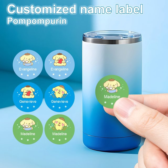 Wasserfeste Pompompurin Namensaufkleber für Schulbedarf in Multicolour - Bild 1