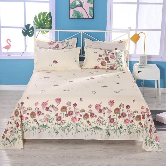 Bedrucktes Bettlaken L.RIDING PULO aus gewaschener Baumwolle mit floralem Design in Beige, B/T: 120 x 230 cm - Bild 1