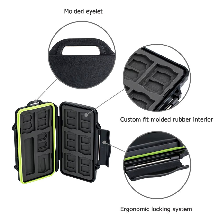 KIWIFOTOS Wasserdichtes Speicher Karten Etui in Schwarz mit USB 3.0 Kartenleser für SD, SDHC, SDXC, Micro SD, TF und SIM Karten - Bild 4
