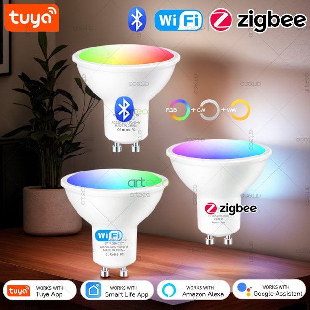 Tuya Smart LED-Lampen GU10 mit WiFi, Zigbee und Bluetooth, RGB + Weiß, dimmbar, Steuerung über Smart Life App, Alexa und Google Home - Bild 1