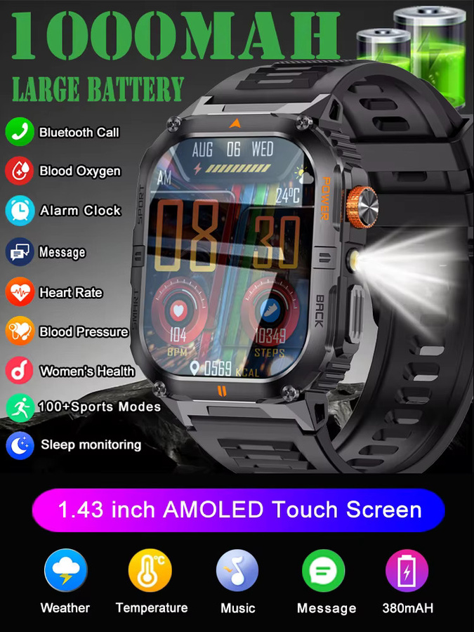 ChiBear Smartwatch, Schwarz, Silikon, Herren, 50,8 mm, GPS - Bild 7