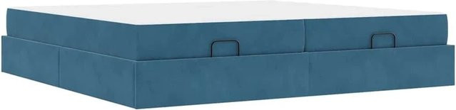 vidaXL Bettgestell aus Samt in Blau mit Schubladen im modernen Design, B/T/H: 200 x 200 x 43,5 cm - Bild 1