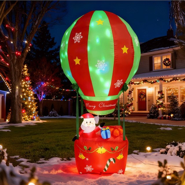 Aufblasbarer Weihnachtsmann mit Heißluftballon als Weihnachtsdekoration für Garten und Hof, Höhe: 2,1 m, mehrfarbig - Bild 1