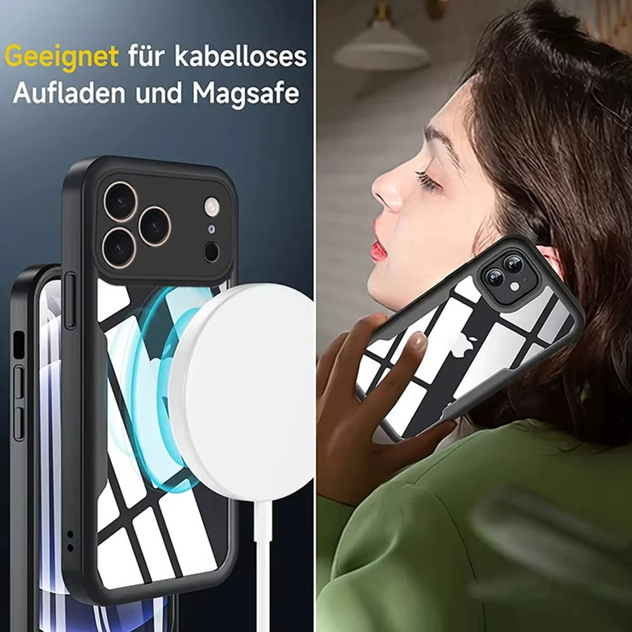 Transparente 360° Vollschutz Hülle für Apple iPhone Modelle, stoßfeste Schutzhülle in Transparent und Schwarz - Bild 3