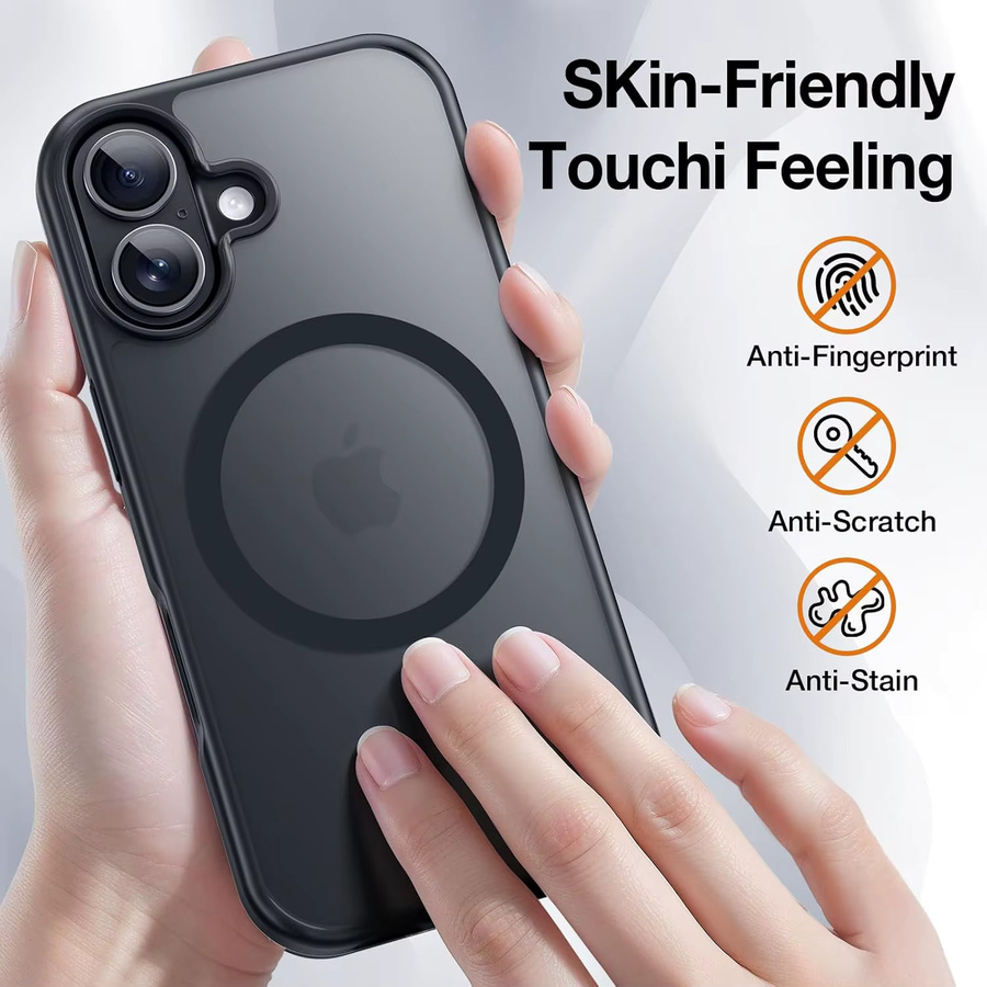 Magnetische NYFundas Schutzhülle mit Display- und Kameraobjektivschutz für iPhone 12 bis iPhone 17 Air/16 Pro Max/15 Plus in Schwarz und Orange - Bild 4