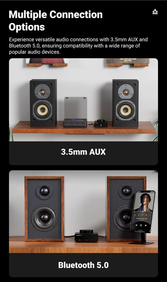 NEOHIPO BP10 Mini Bluetooth 5.0 Verstärker in Schwarz mit 50Wx2 Stereo oder 100W Mono für Bass-Shaker und passive Lautsprecher - Bild 5