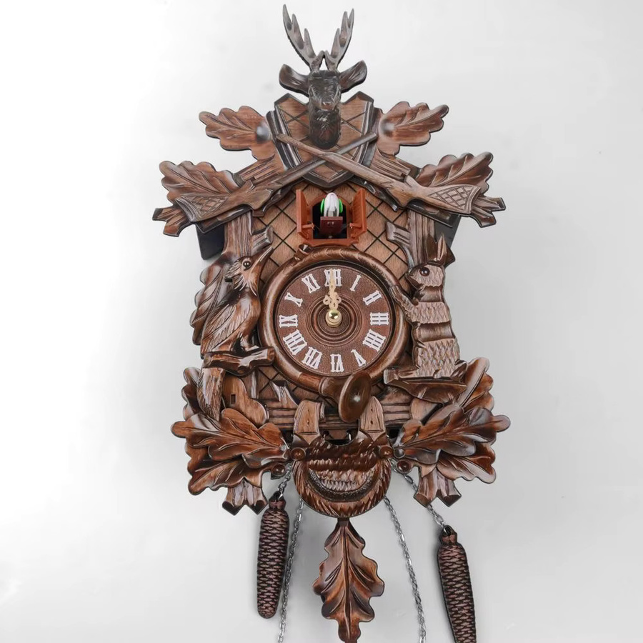 ZJMZYM Kuckucks-Wanduhr aus Holz in Braun mit Pendel im Retro-Design - Bild 2