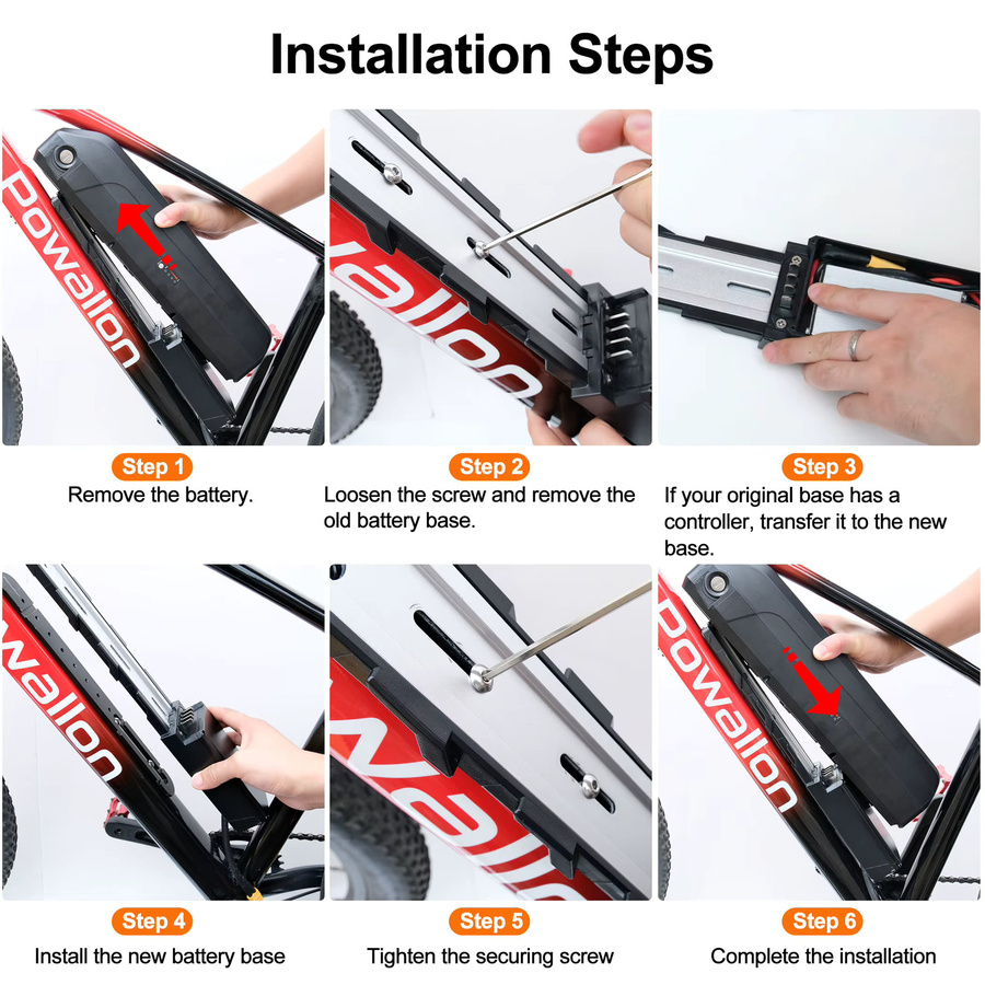 4/5-PIN E-Bike Akku-Basisplatte Halterung für Unterrohr-Akku kompatibel mit KT-E25 E26 E27 E31 in Schwarz - Bild 3