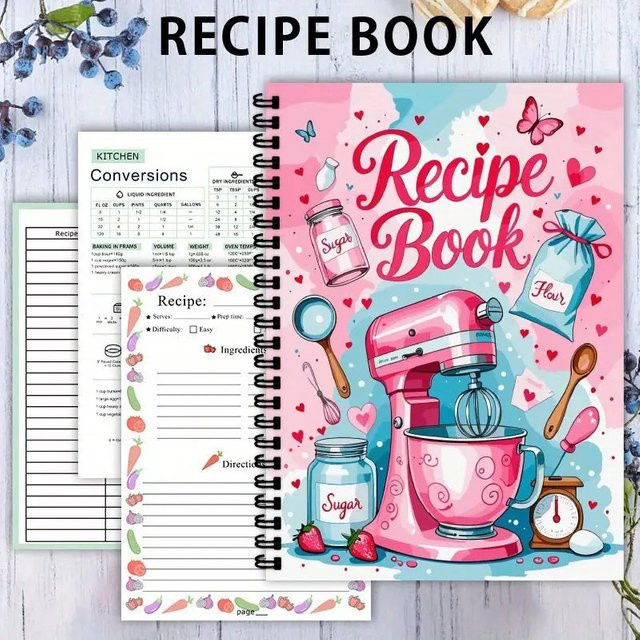 Rezeptjournal als leeres Kochbuch mit 100 Blatt für deine selbstgemachten Rezepte und Essensplanung, Mehrfarbig - Bild 1