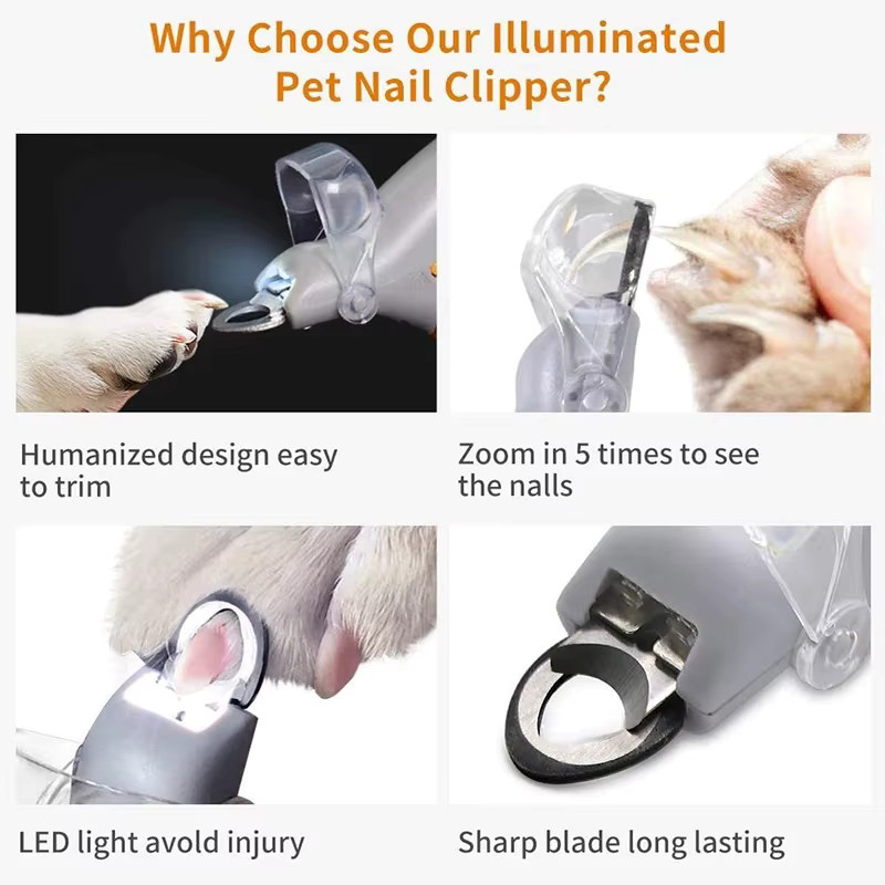 YMOLGA Professionelle Haustier-Nagelschere mit LED-Licht für Katzen und Hunde - Bild 4