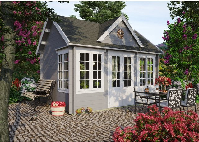 Fjordholz Gartenhaus Modell Teehaus Windsor 28 aus imprägnierter Kiefer mit Fenster und Tür - Bild 1