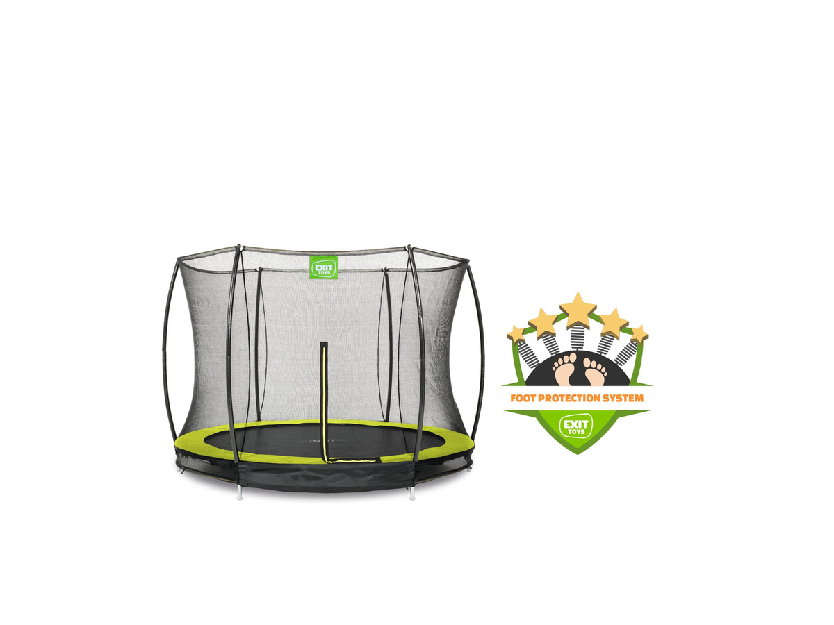 EXIT Silhouette Bodentrampolin mit Sicherheitsnetz in Lime Grün, Durchmesser: 244 cm - Bild 2