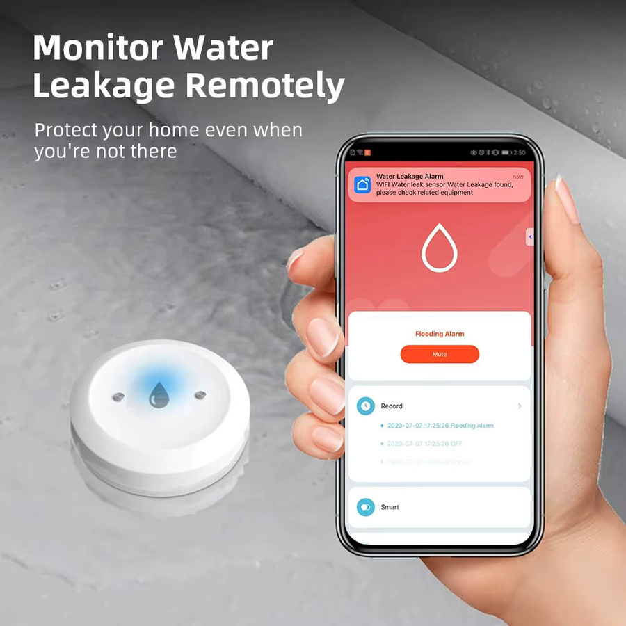 ONENUO Zigbee Wasserleckdetektor und Wasserüberschwemmungssensor mit Alarm in Weiß - Bild 3