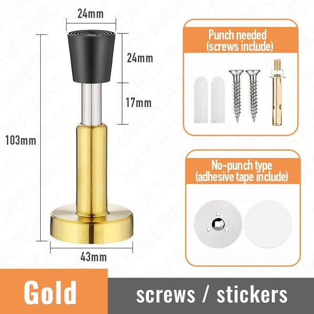 Verstellbarer Türstopper aus Edelstahl mit Gummipuffer in Gold von Love Home Garden - Bild 1