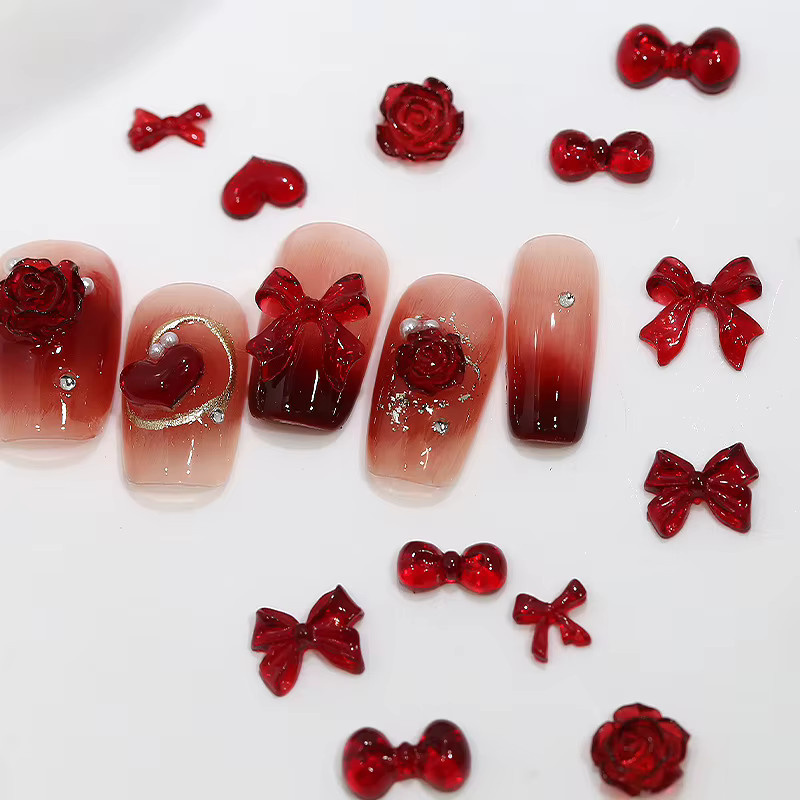 NAILFYOU Nail Art Zubehör, Rote Schleifen, 50 Stück, Glänzend - Bild 4